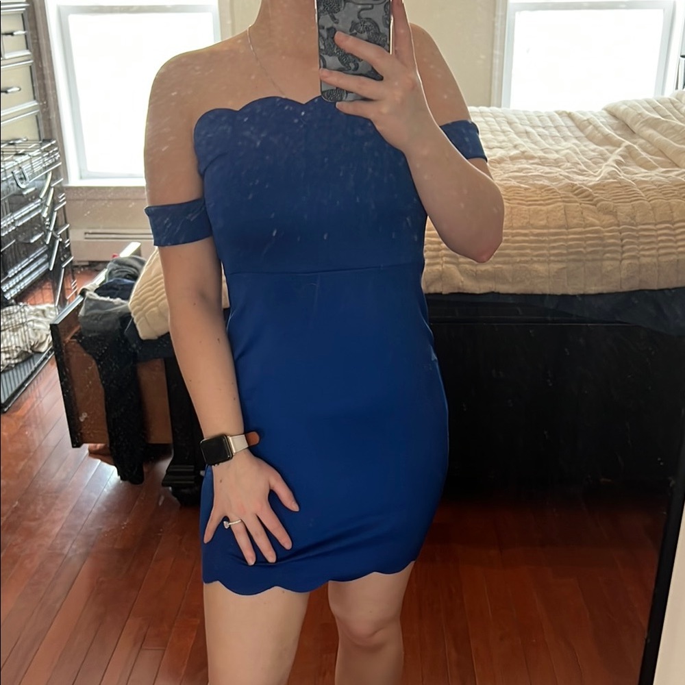 Elegant Blue Off-Shoulder Dress
